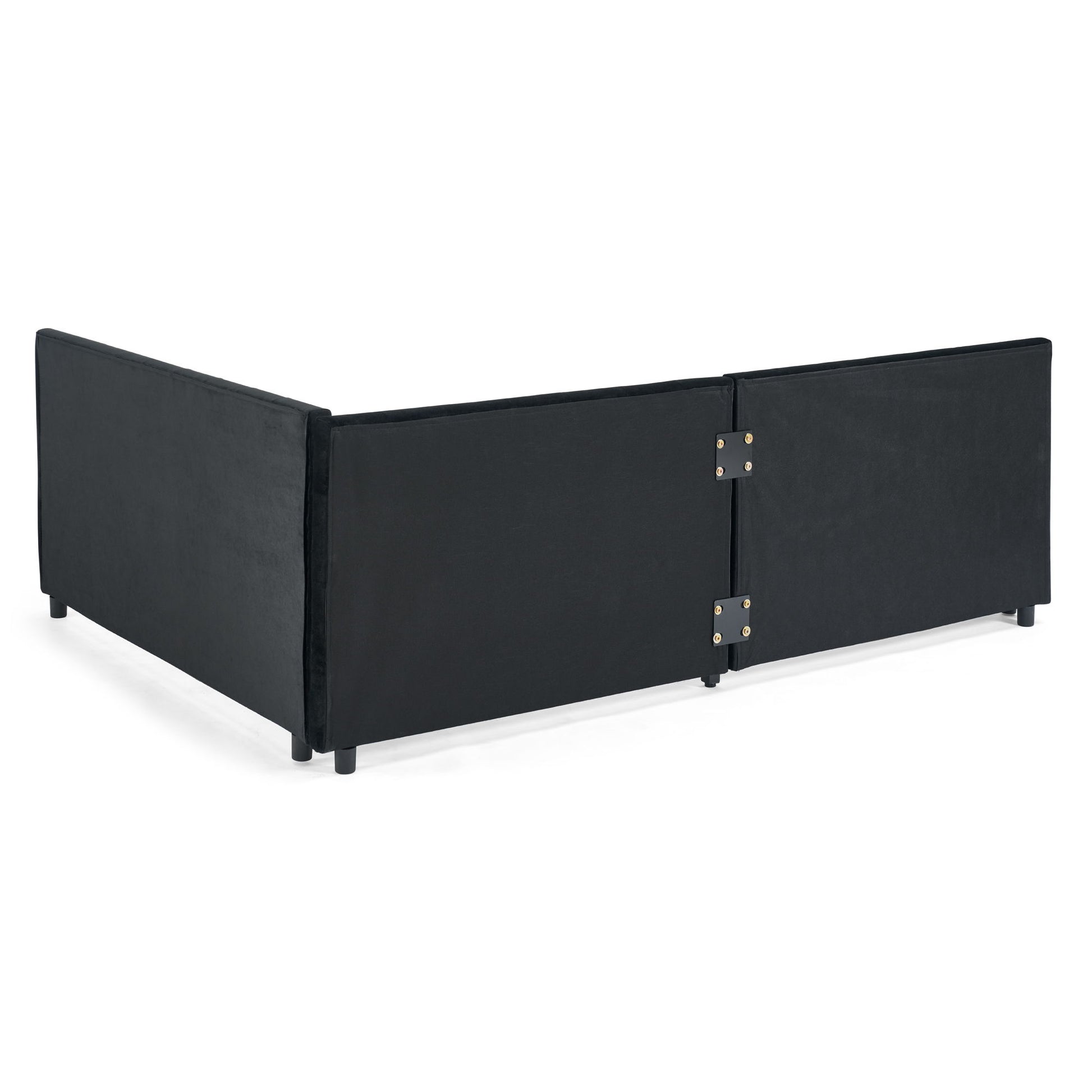 Full Size Upholstered Daybed With Trundle, Tufted Backrest And Armrests - Black - The Sleep Loft - Online Mattress Showroom NYC
