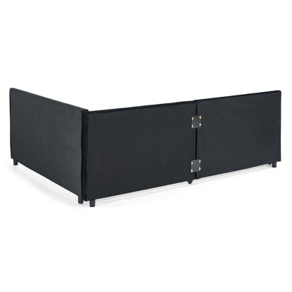 Full Size Upholstered Daybed With Trundle, Tufted Backrest And Armrests - Black - The Sleep Loft - Online Mattress Showroom NYC