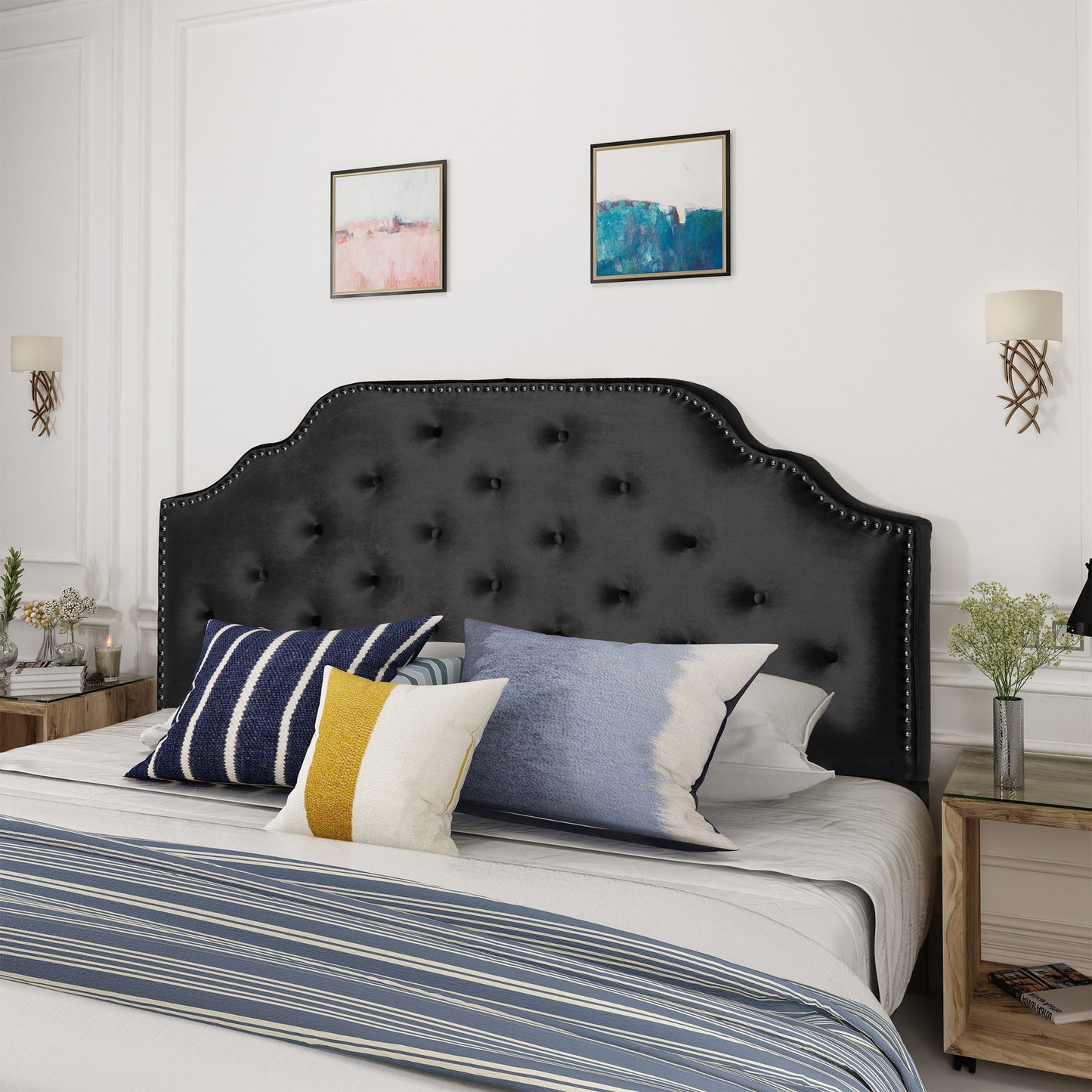 Charismatic - Size Headboard With Button Tufting And Nailhead Trim - The Sleep Loft - Online Mattress Showroom NYC