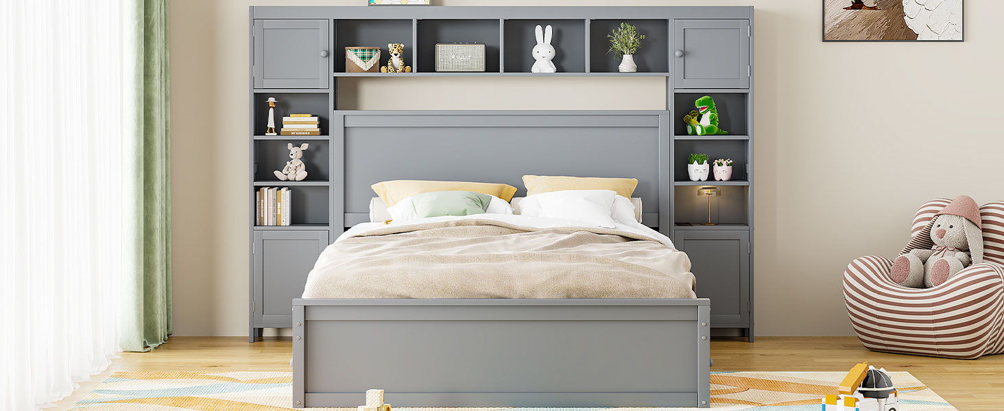 Bed With All In One Cabinet, Shelf And Sockets - The Sleep Loft - Online Mattress Showroom NYC