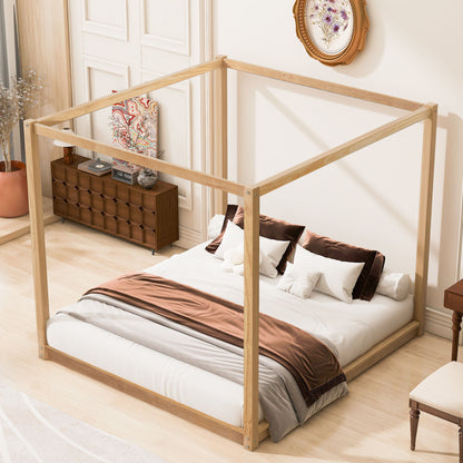 Wood Canopy Platform Bed With Support Legs And Airflow Slats - The Sleep Loft - Online Mattress Showroom NYC
