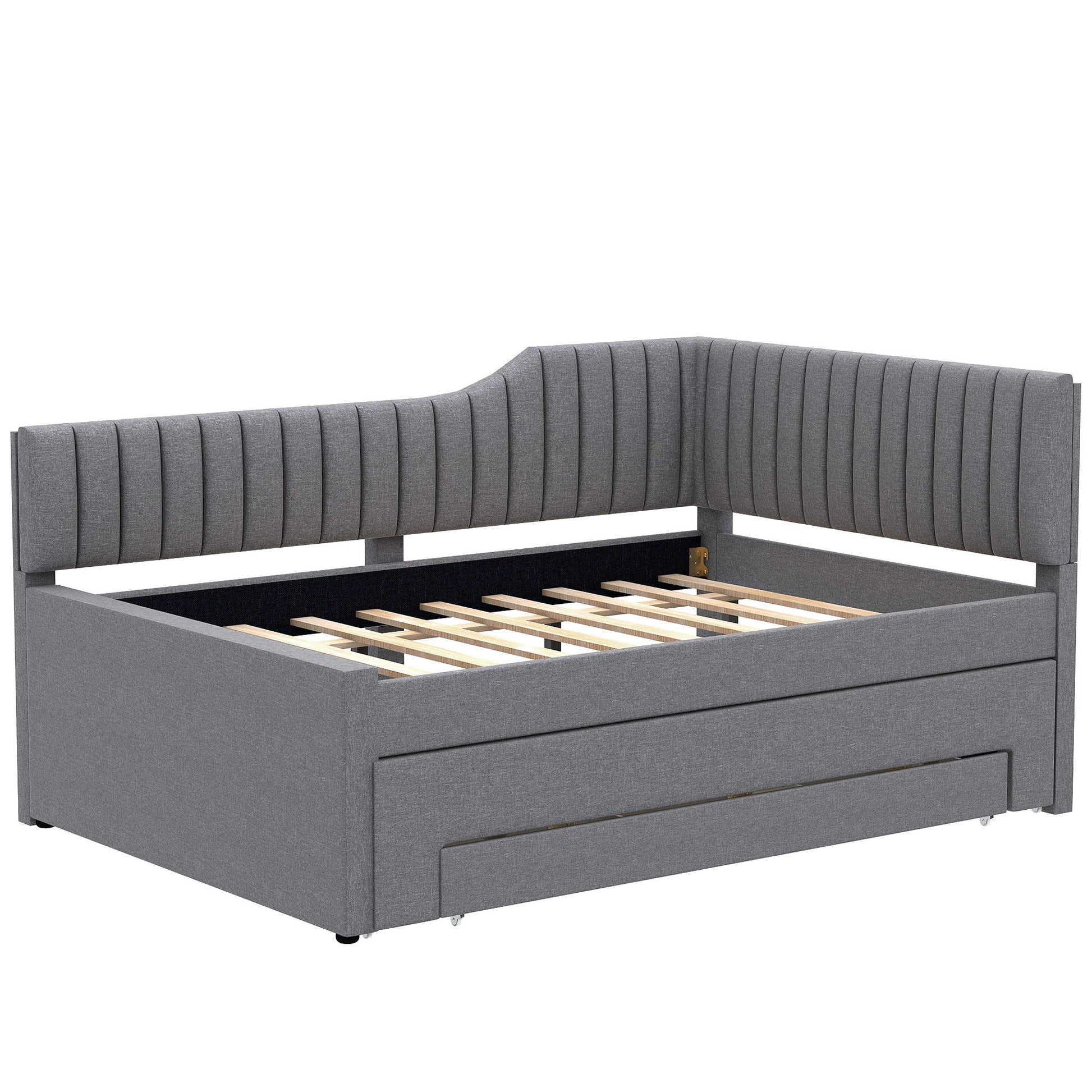 Upholstered Daybed With Trundle And 3 Drawers - The Sleep Loft - Online Mattress Showroom NYC