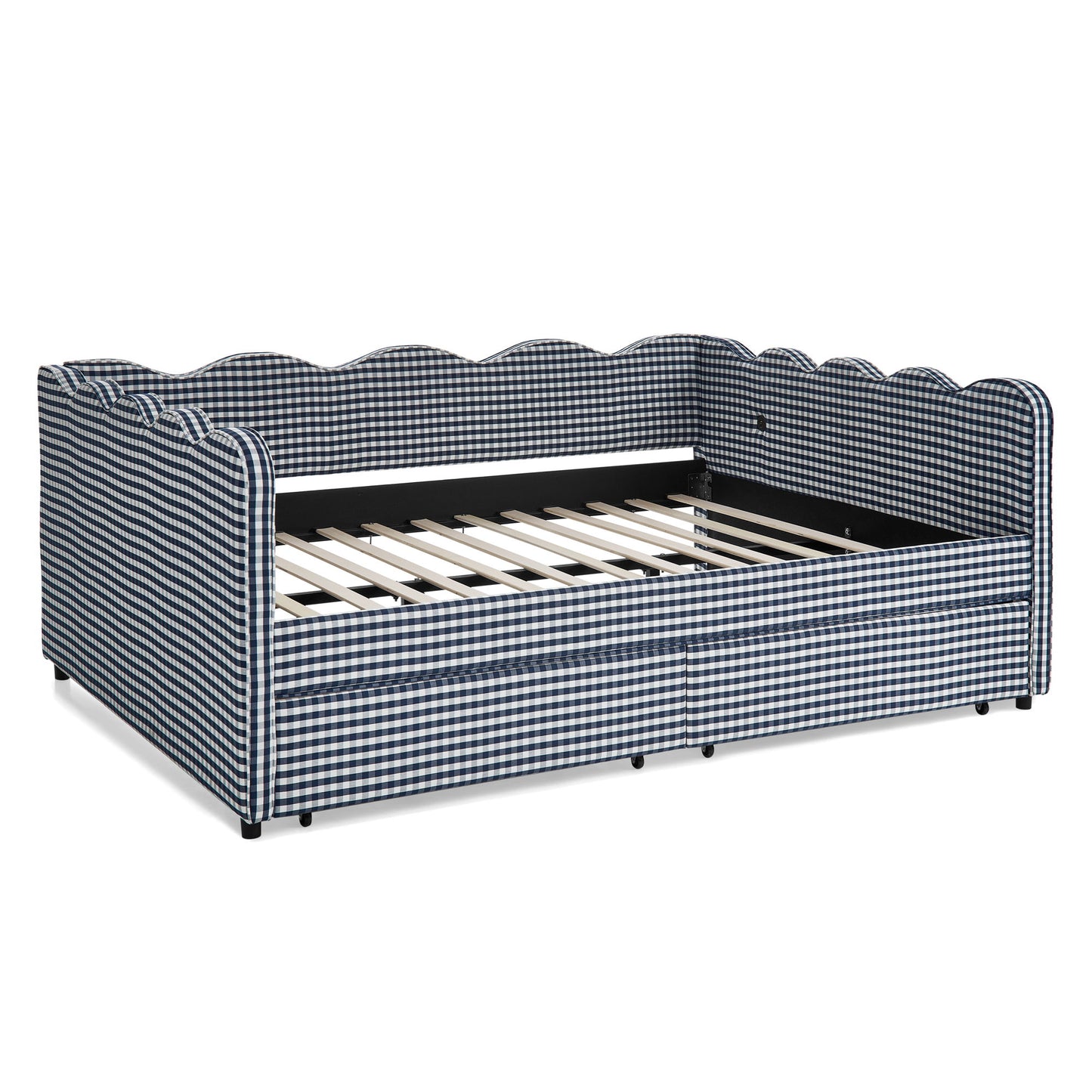 Gingham Daybed With USB Charging Port, Wave-Shaped Design - The Sleep Loft - Online Mattress Showroom NYC