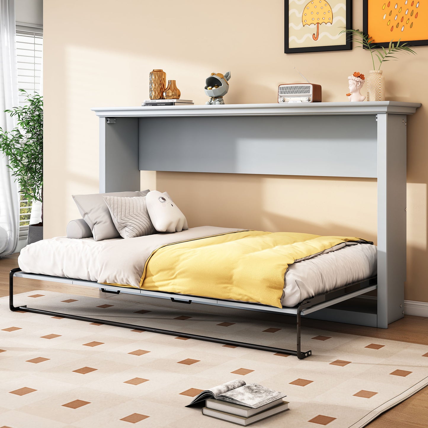 Twin Size Murphy Bed With Cabinet Storage - Gray - The Sleep Loft - Online Mattress Showroom NYC