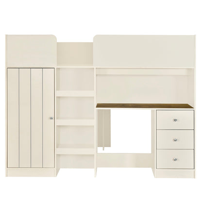 Loft Bed With Built In Wardrobe, Desk, Shelves, And Drawers - The Sleep Loft - Online Mattress Showroom NYC