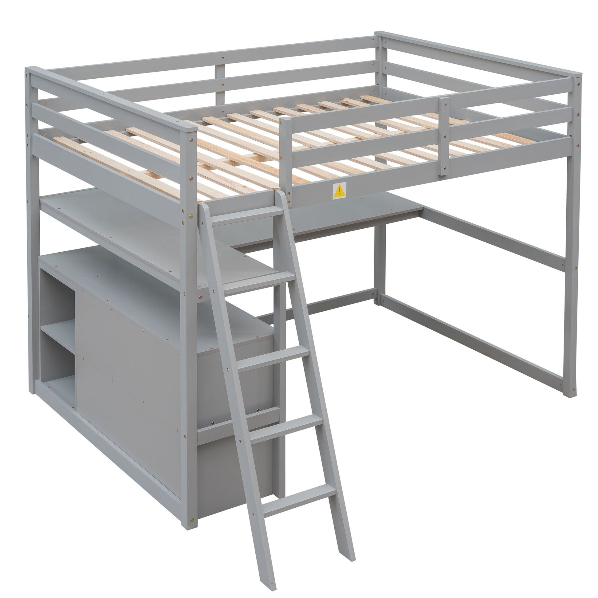 Modern Loft Bed With Built In Desk, Shelves, And 2 Drawers - The Sleep Loft - Online Mattress Showroom NYC