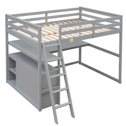 Modern Loft Bed With Built In Desk, Shelves, And 2 Drawers - The Sleep Loft - Online Mattress Showroom NYC