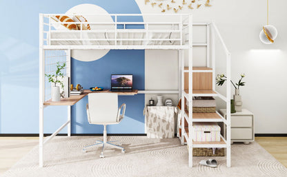 Loft Bed With Desk And Grid, Stylish Frame With Lateral Storage Ladder And Wardrobe - The Sleep Loft - Online Mattress Showroom NYC