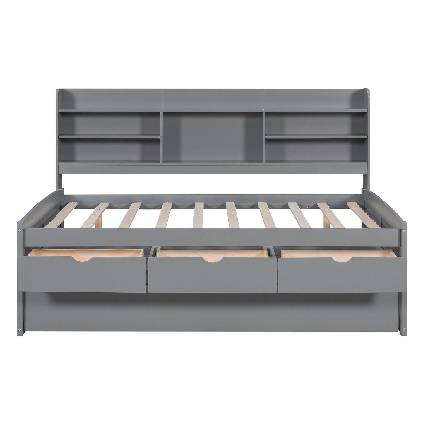 Captain Bed With Built In Bookshelves, 3 Storage Drawers, And Trundle - The Sleep Loft - Online Mattress Showroom NYC