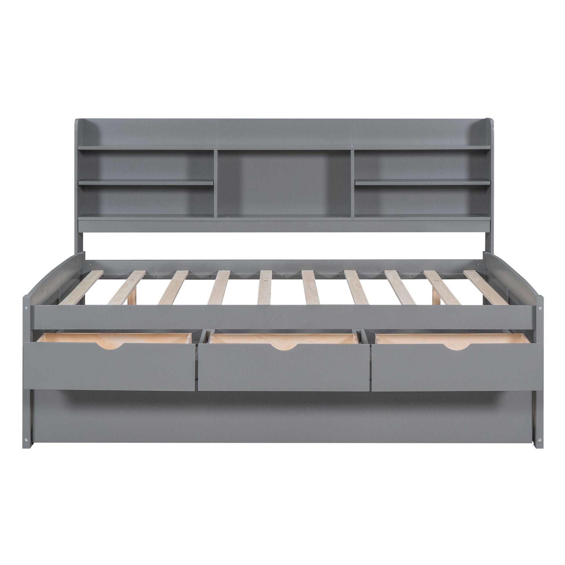 Captain Bed With Built In Bookshelves, 3 Storage Drawers, And Trundle - The Sleep Loft - Online Mattress Showroom NYC