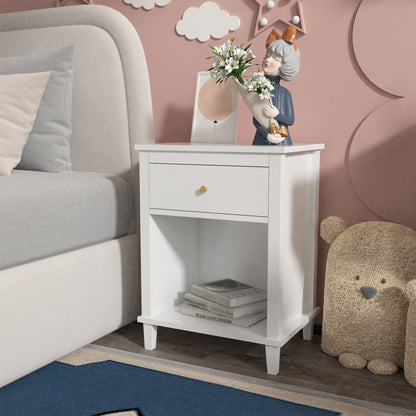 Nightstand & 1 Drawer And 1 Shelf - White - The Sleep Loft - Online Mattress Showroom NYC