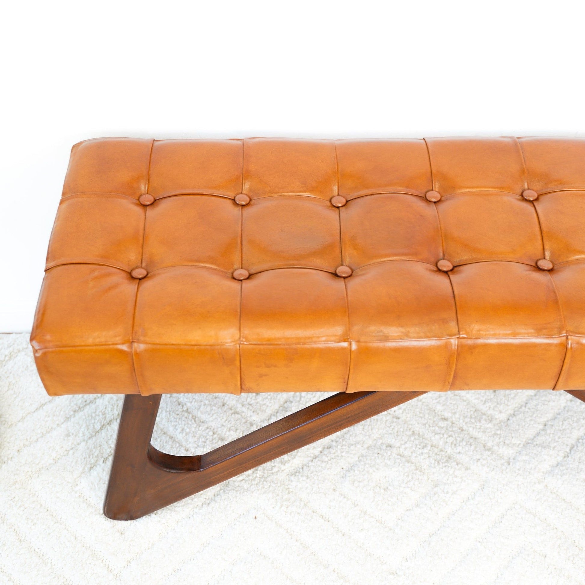 Mia - Bench With Buttons - Brown / Rustic - The Sleep Loft - Online Mattress Showroom NYC