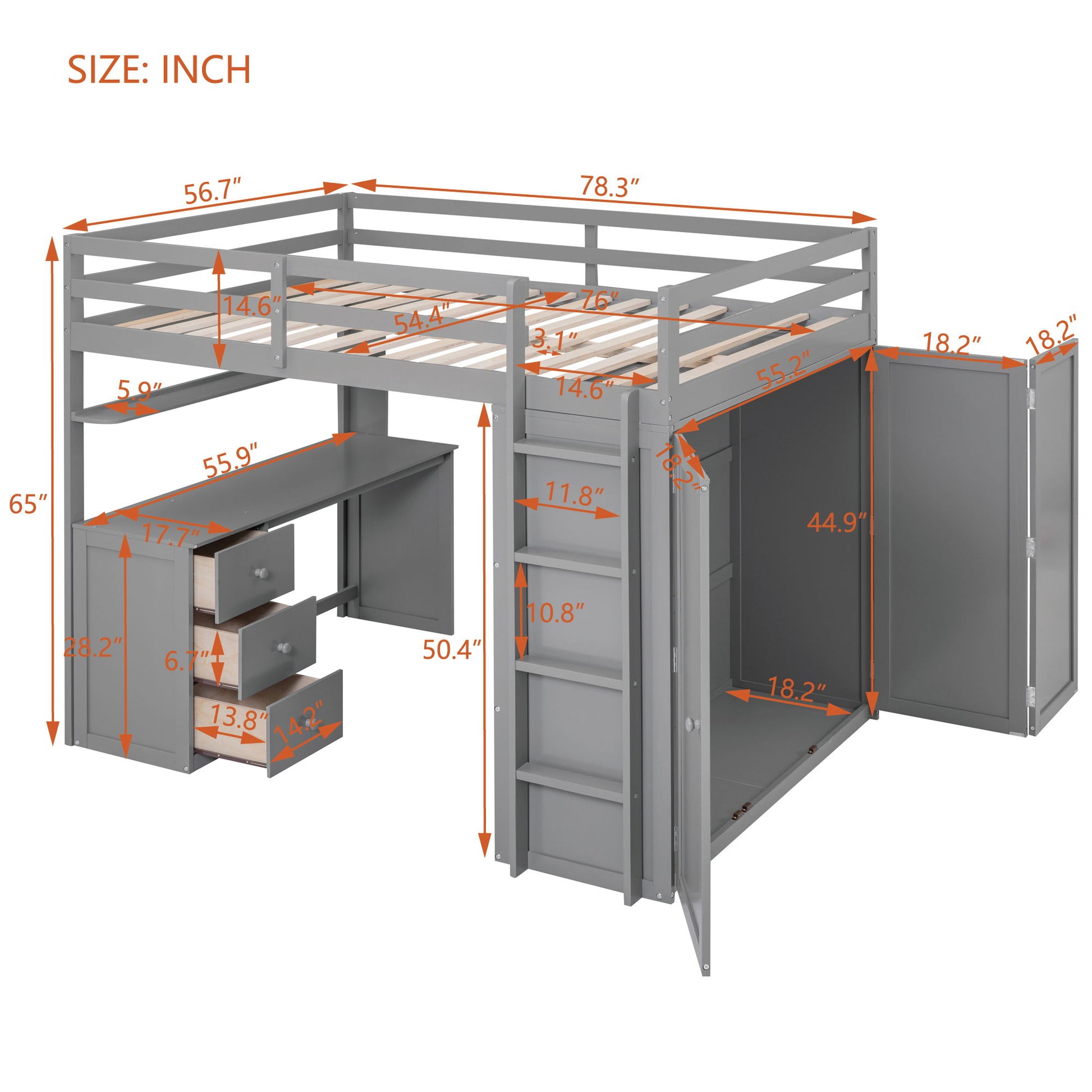 Loft Bed With Drawers, Desk, And Wardrobe - The Sleep Loft - Online Mattress Showroom NYC