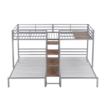 Metal Bunk Bed With Storage Shelves Staircase - The Sleep Loft - Online Mattress Showroom NYC
