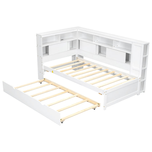 Daybed With Storage Shelves, USB Charging, And Trundle Bed - The Sleep Loft - Online Mattress Showroom NYC