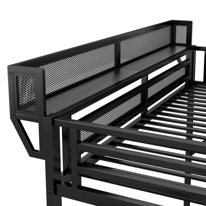 Queen Size Loft Bed With Stairs, Storage Shelves, Wardrobe - Black - The Sleep Loft - Online Mattress Showroom NYC