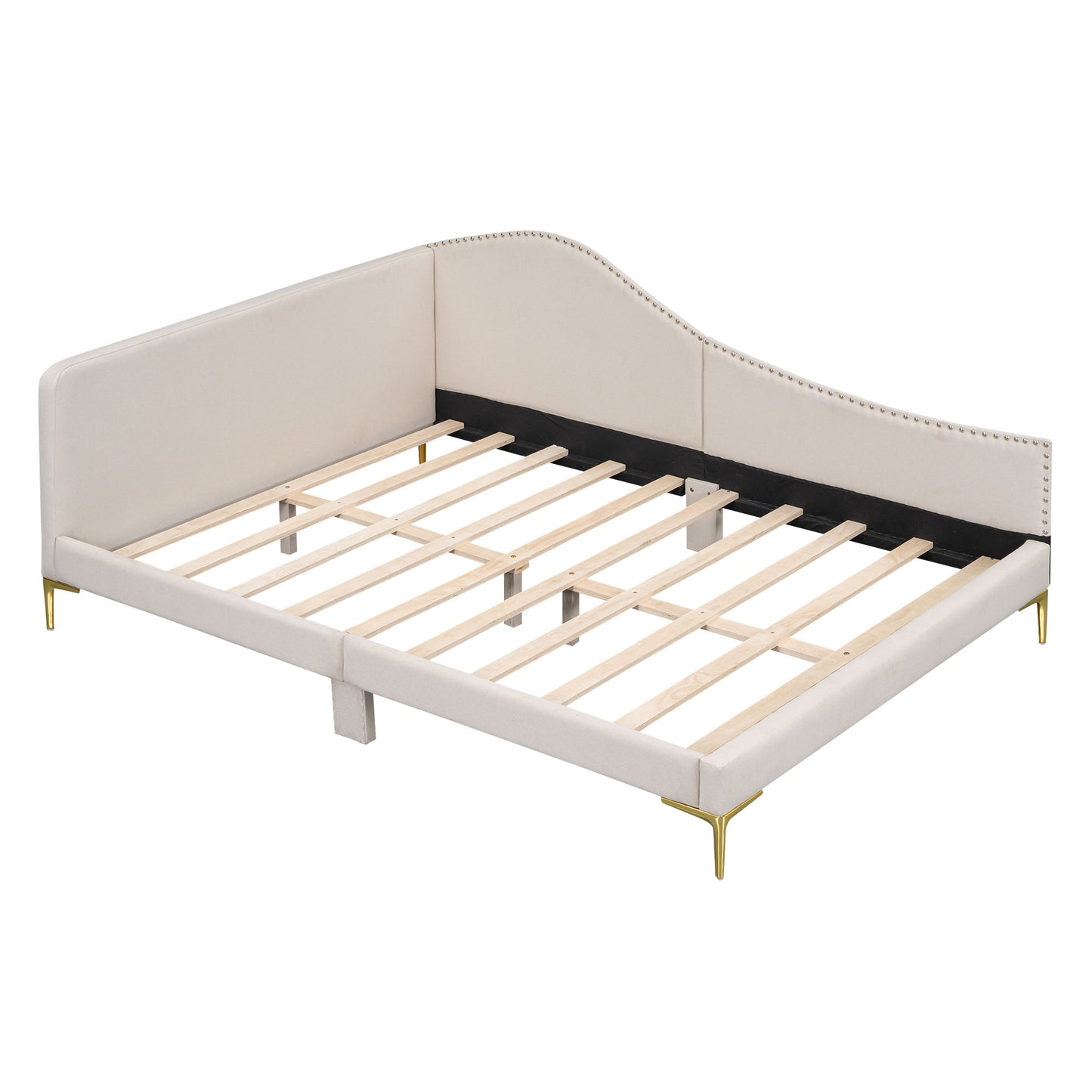 Upholstered Daybed With Headboard And Armrest, Support Legs - The Sleep Loft - Online Mattress Showroom NYC