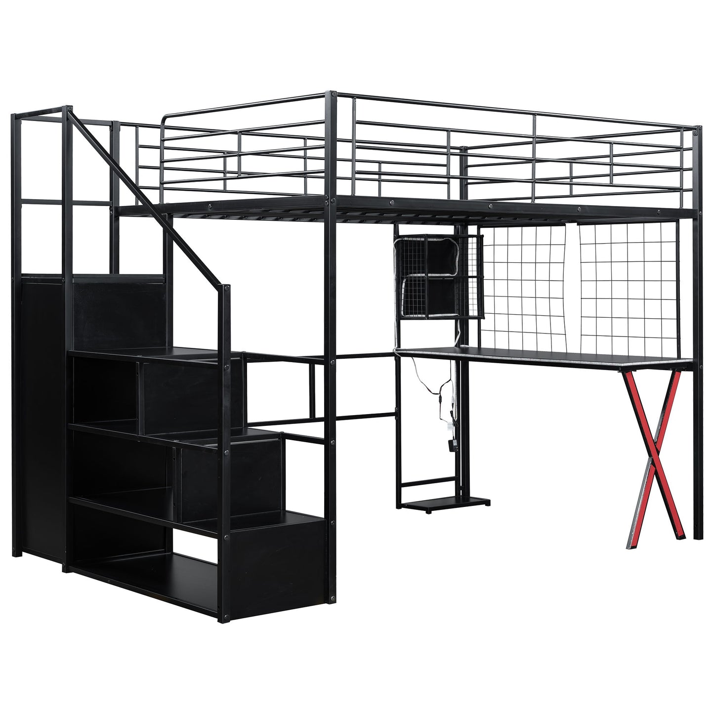 Loft Bed With Built In Work Station, Wardrobe, Storage Staircase And LED - The Sleep Loft - Online Mattress Showroom NYC