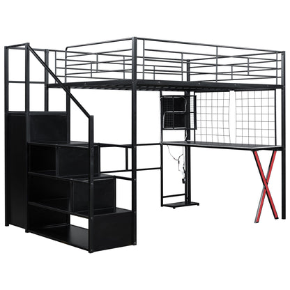 Loft Bed With Built In Work Station, Wardrobe, Storage Staircase And LED - The Sleep Loft - Online Mattress Showroom NYC