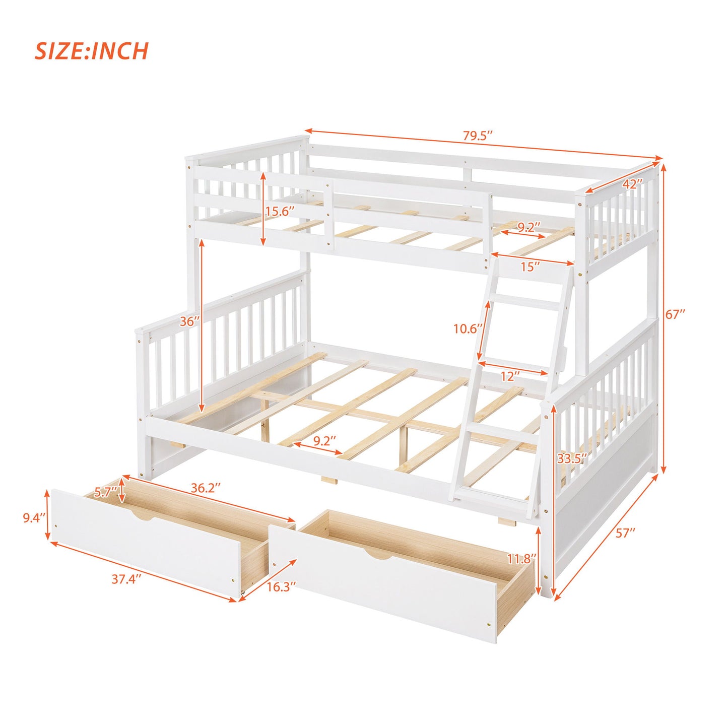 Bunk Bed With Ladders And 2 Storage Drawers - The Sleep Loft - Online Mattress Showroom NYC