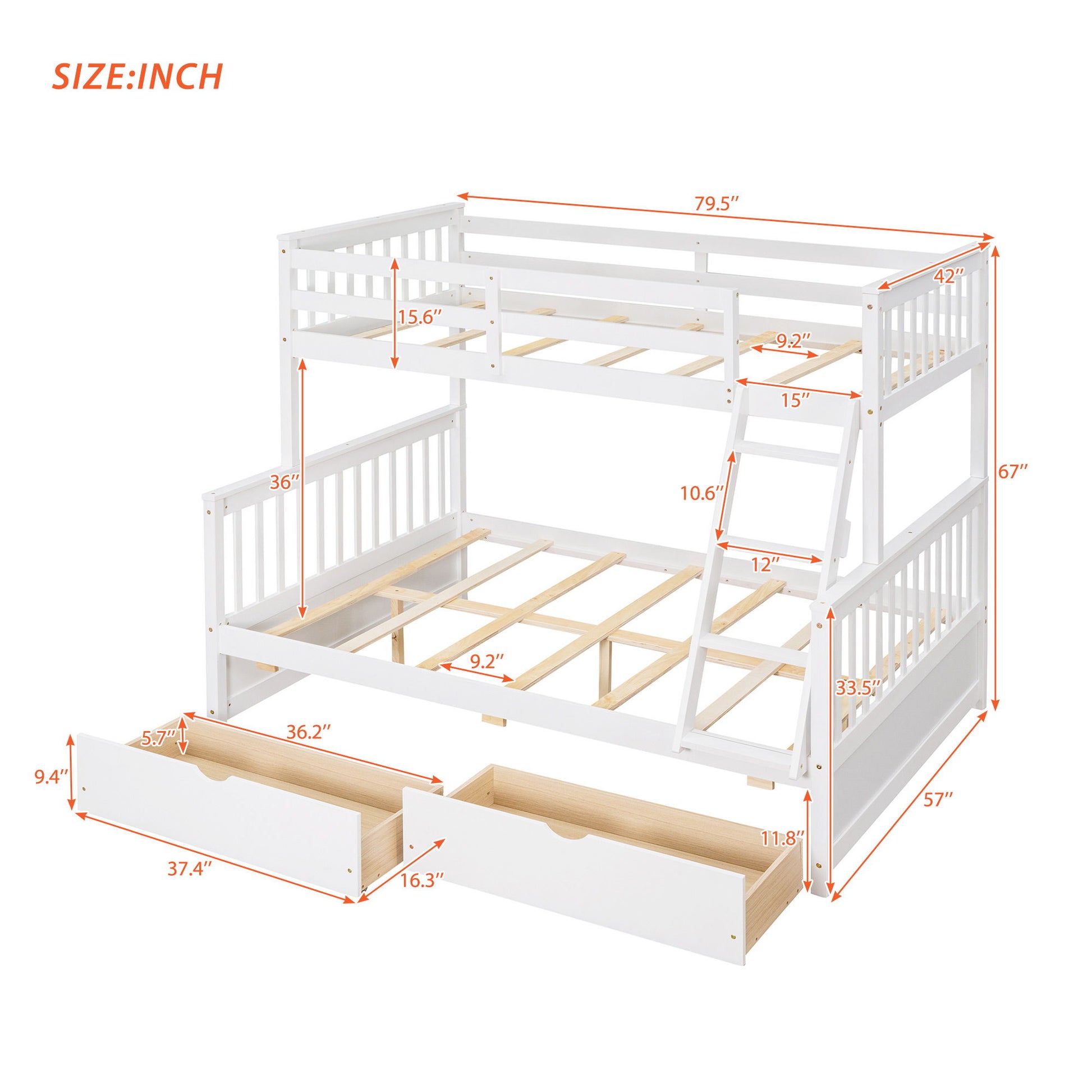 Bunk Bed With Ladders And 2 Storage Drawers - The Sleep Loft - Online Mattress Showroom NYC