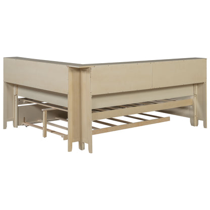 Full Size Daybed With Storage Shelves And Trundle - Ancient White - The Sleep Loft - Online Mattress Showroom NYC