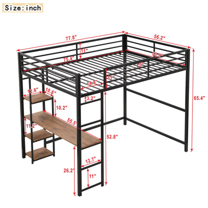 Loft Bed With Built In Desk And Storage Shelves, Full Size - Black - The Sleep Loft - Online Mattress Showroom NYC