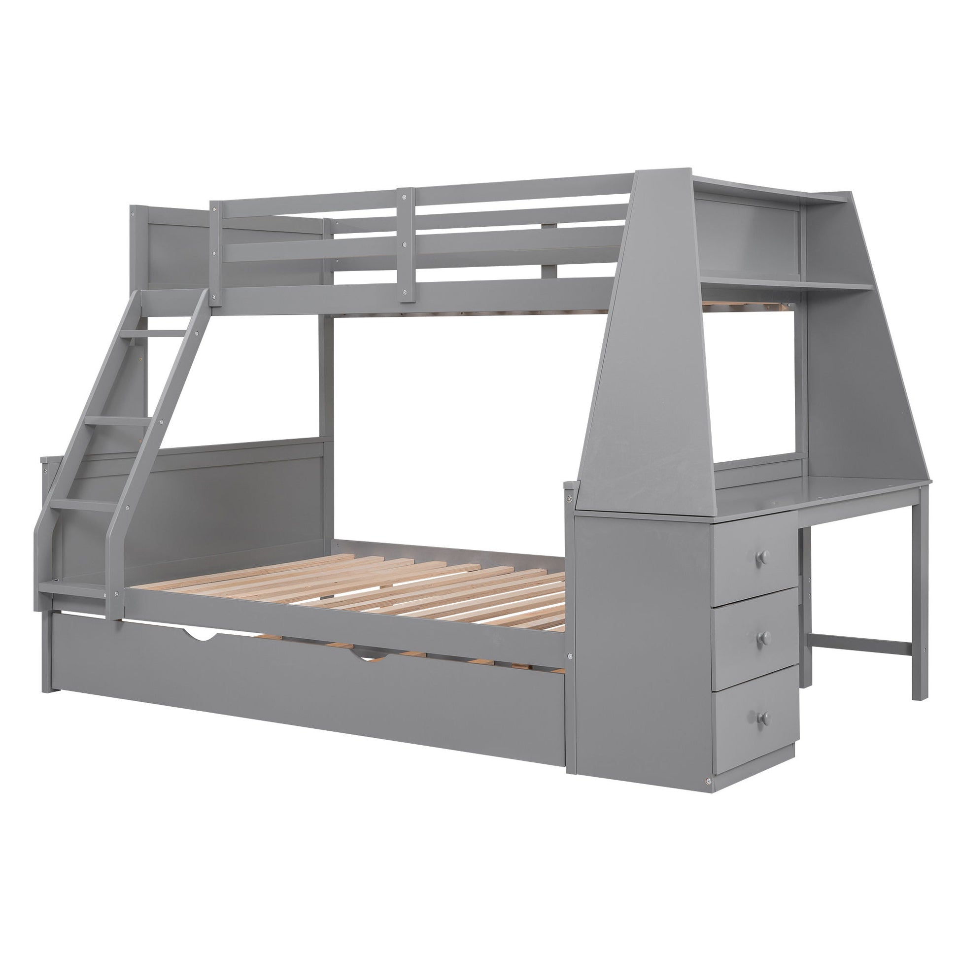 Bunk Bed With Trundle And Built In Desk, 3 Storage Drawers And Shelf - The Sleep Loft - Online Mattress Showroom NYC