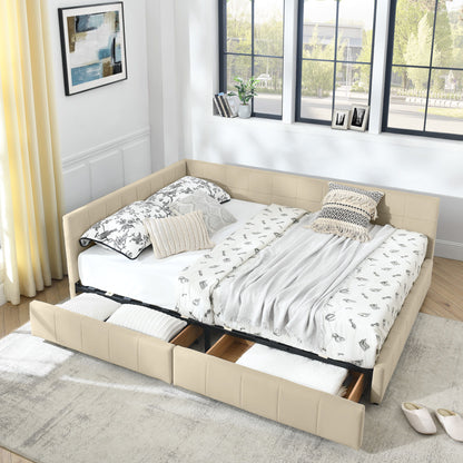 Mid-Century Storage Upholstered Tufted Bed Frame With Backrest And Armrests - The Sleep Loft - Online Mattress Showroom NYC