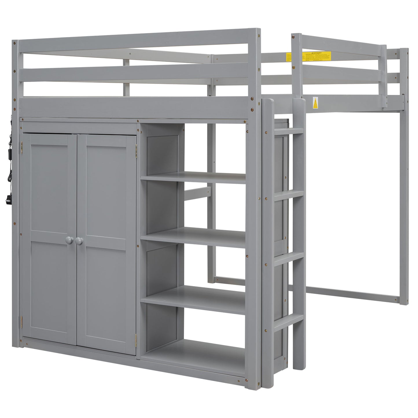 Loft Bed With Built In Wardrobe, Storage Shelves, And LED Light - The Sleep Loft - Online Mattress Showroom NYC