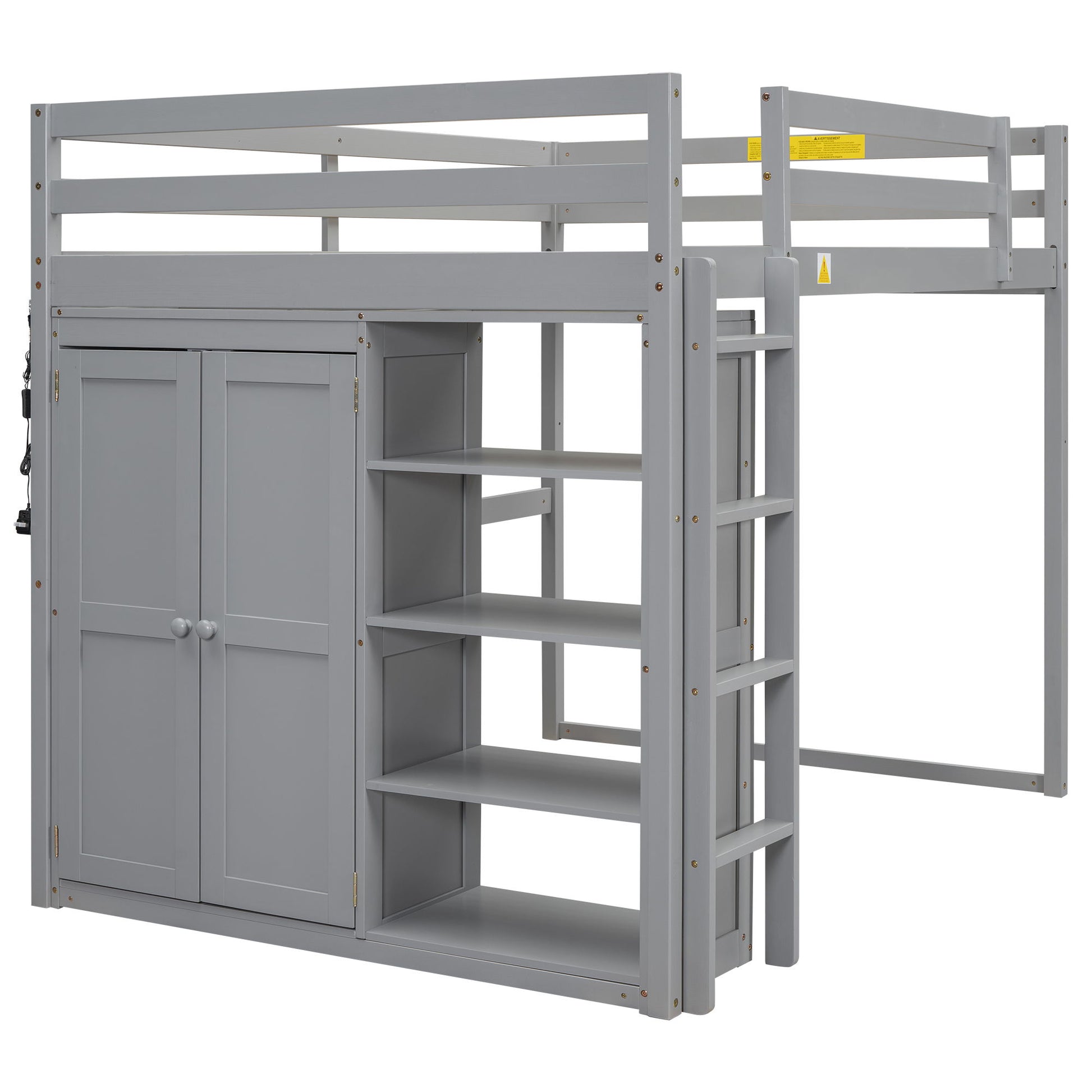 Loft Bed With Built In Wardrobe, Storage Shelves, And LED Light - The Sleep Loft - Online Mattress Showroom NYC