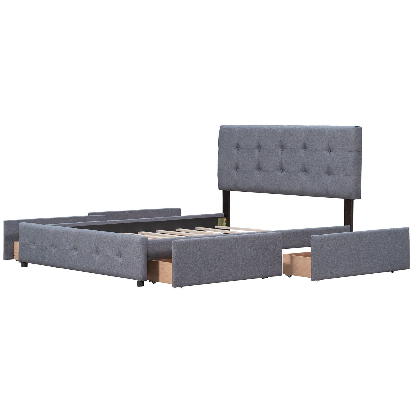 Upholstered Platform Bed With Classic Headboard And Drawers, No Box Spring Needed - The Sleep Loft - Online Mattress Showroom NYC