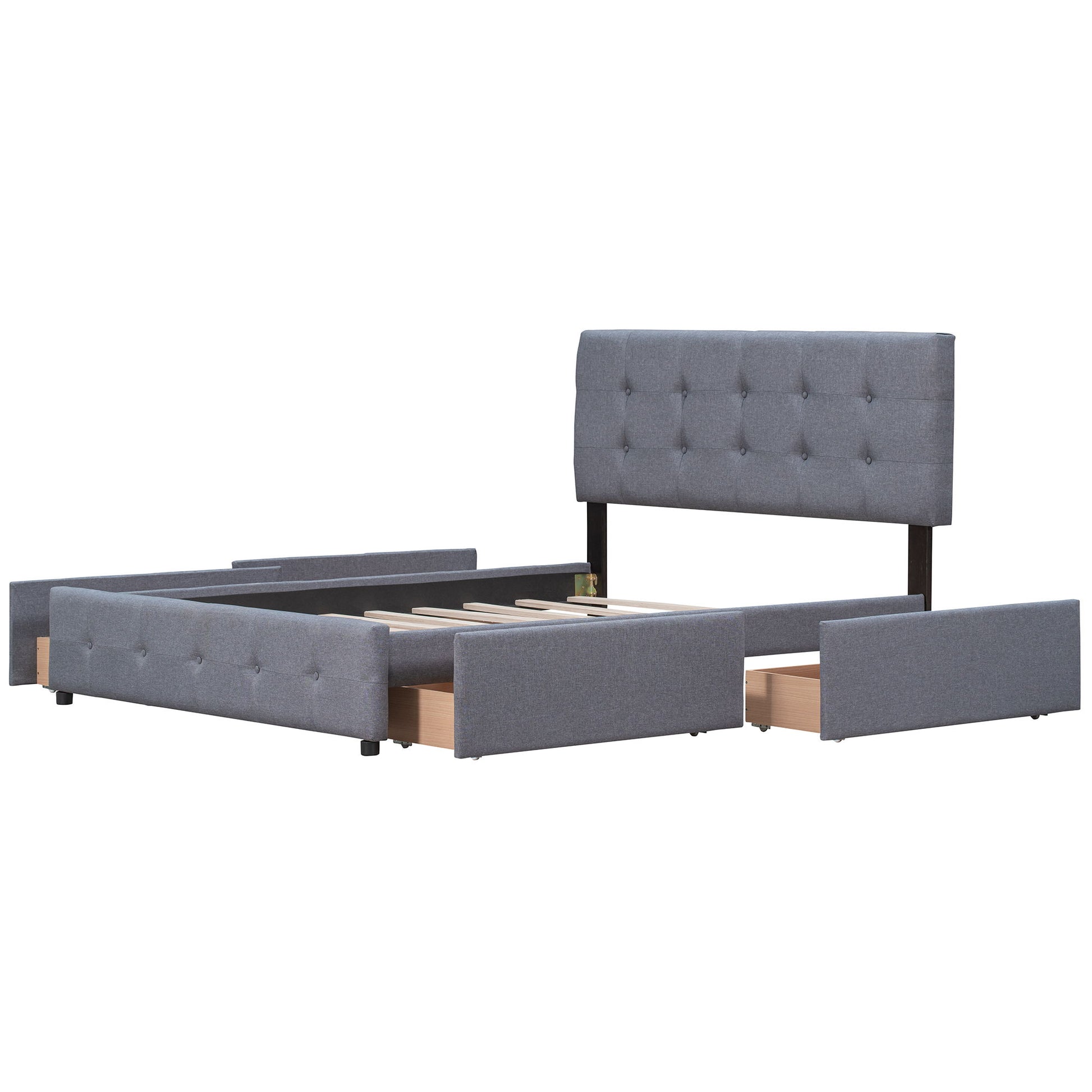 Upholstered Platform Bed With Classic Headboard And Drawers, No Box Spring Needed - The Sleep Loft - Online Mattress Showroom NYC