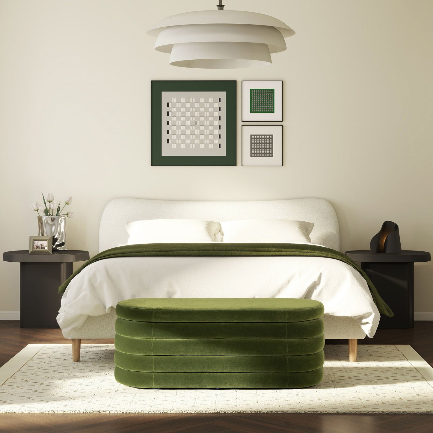 Fuji - Upholstered Oval Storage Bench - The Sleep Loft - Online Mattress Showroom NYC