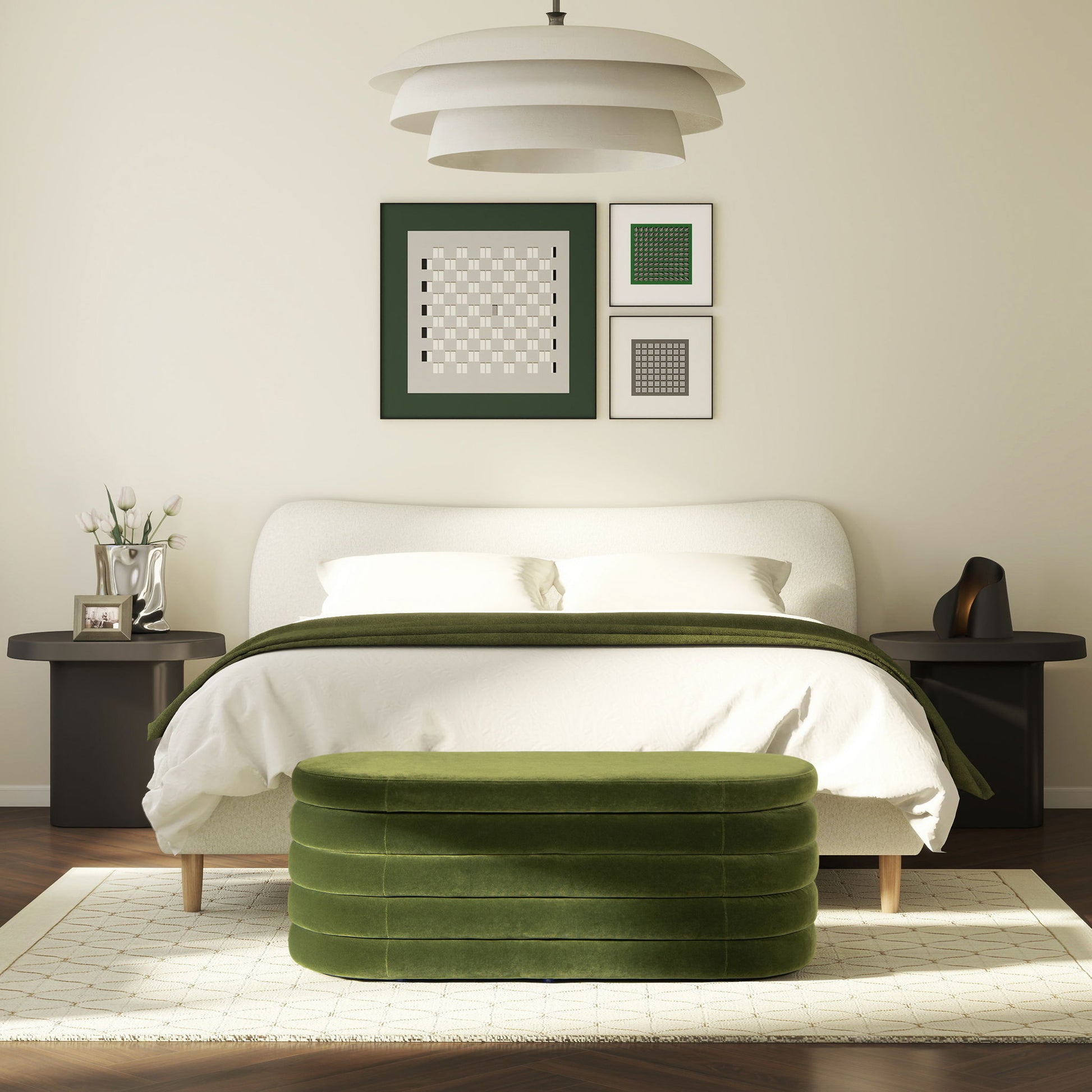 Fuji - Upholstered Oval Storage Bench - The Sleep Loft - Online Mattress Showroom NYC