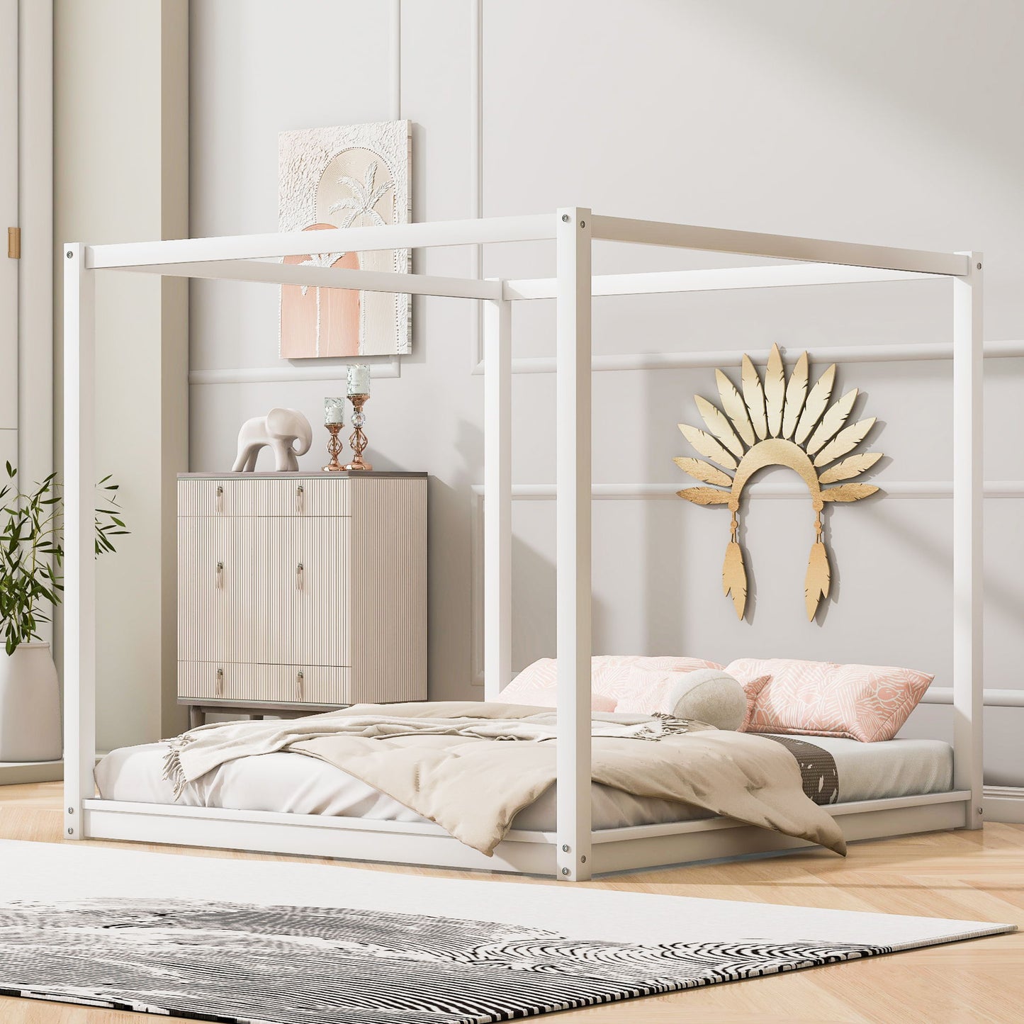 Wood Canopy Platform Bed With Support Legs And Airflow Slats - The Sleep Loft - Online Mattress Showroom NYC
