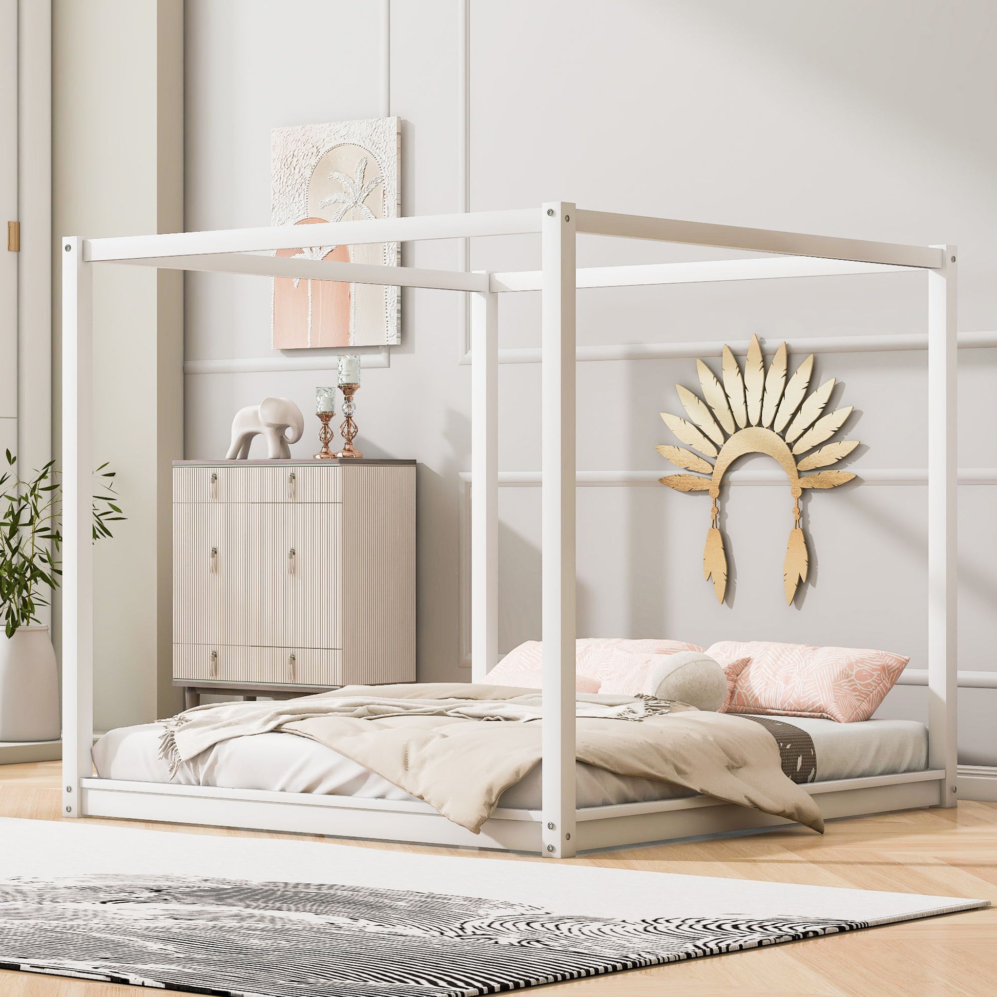 Wood Canopy Platform Bed With Support Legs And Airflow Slats - The Sleep Loft - Online Mattress Showroom NYC