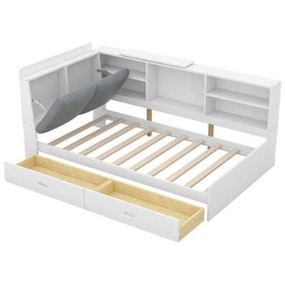 Platform Bed With Storage Headboard, Shelves And 2 Drawers - The Sleep Loft - Online Mattress Showroom NYC