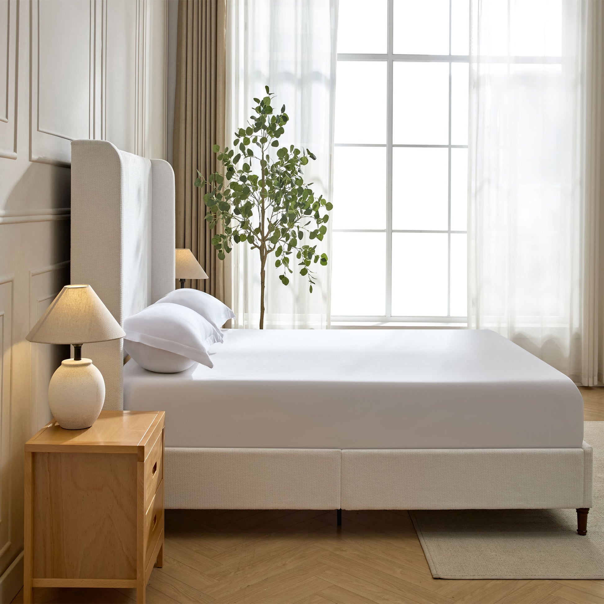 Harper - Tall Headboard Upholstered Bed / High Headboard / Elegant Simplicity / No Box Spring Needed - The Sleep Loft - Online Mattress Showroom NYC