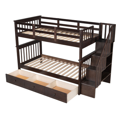Stairway Bunk Bed With Storage And Guard Rail For Bedroom - The Sleep Loft - Online Mattress Showroom NYC