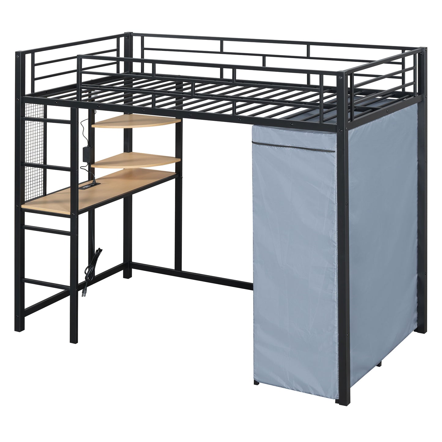 Loft Bed With Desk, Shelves, Power Outlet, LED Light And Wardrobe - The Sleep Loft - Online Mattress Showroom NYC