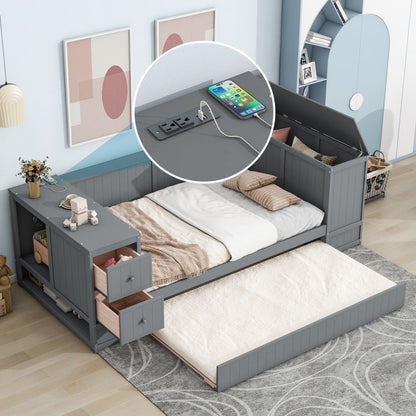 Daybed With Storage Arms, Trundle And Charging Station - The Sleep Loft - Online Mattress Showroom NYC