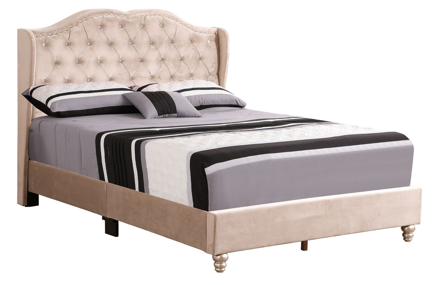 Upholstered Velvet Bed Transitional - The Sleep Loft - Online Mattress Showroom NYC
