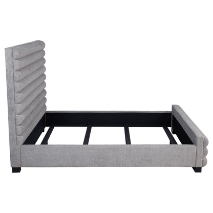 Queen Bed With Textured, And Tufted Headboard - Gray - The Sleep Loft - Online Mattress Showroom NYC