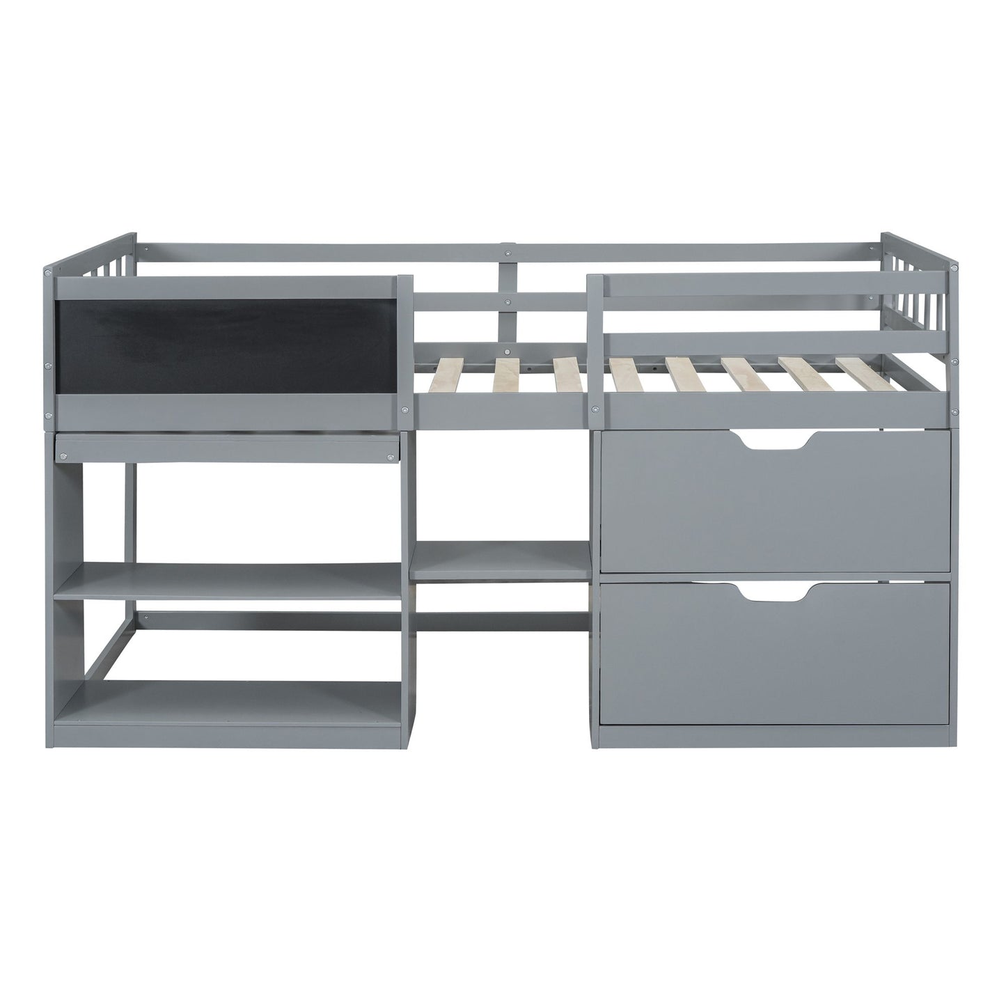 Low Loft Bed With Rolling Desk, Shelf And Drawers - The Sleep Loft - Online Mattress Showroom NYC