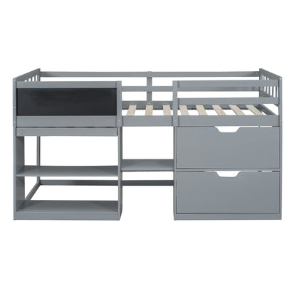 Low Loft Bed With Rolling Desk, Shelf And Drawers - The Sleep Loft - Online Mattress Showroom NYC