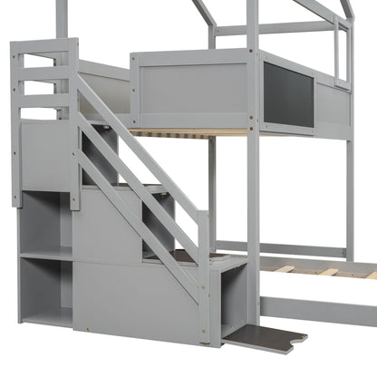 House Style Bunk Bed With Storage Staircase And board - The Sleep Loft - Online Mattress Showroom NYC