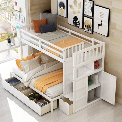 Bunk Bed, Convertible Bottom Bed, Storage Shelves And Drawers - The Sleep Loft - Online Mattress Showroom NYC