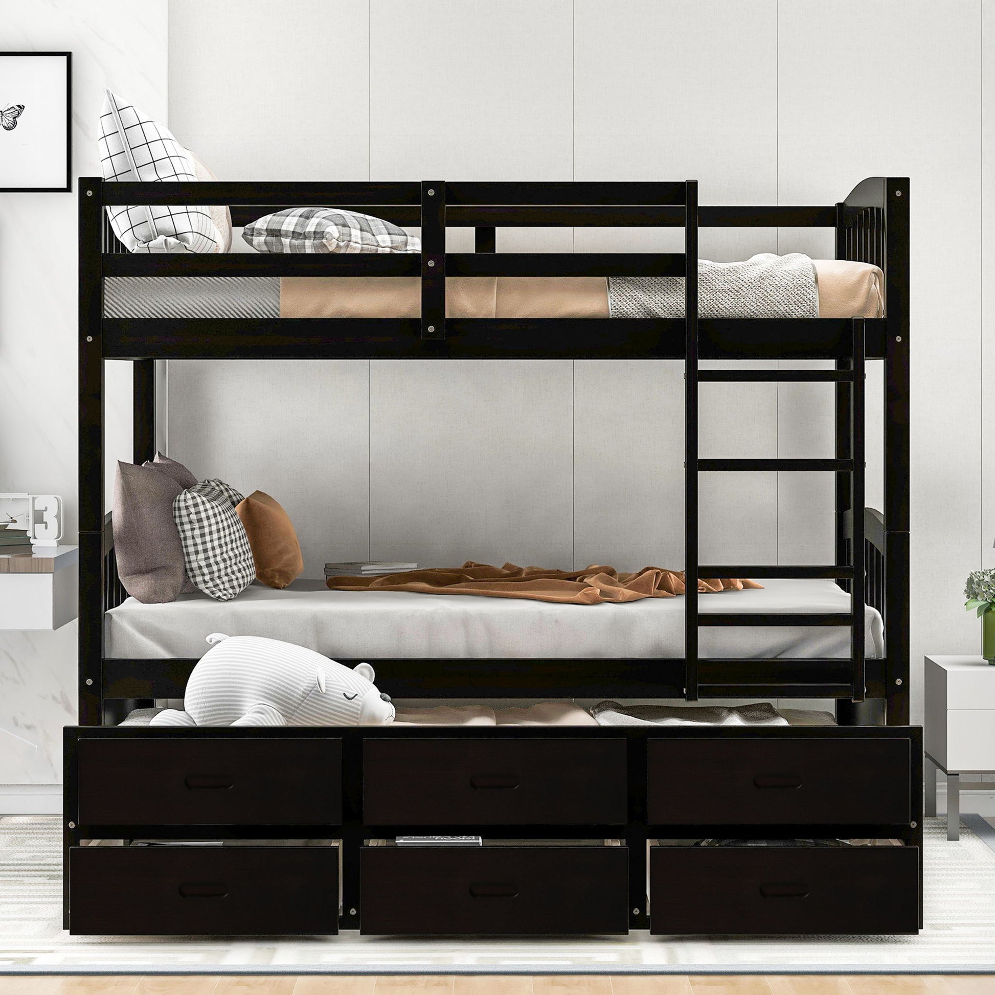 Bunk Bed With Trundle And Drawers, Arched Headboard And Footboard - The Sleep Loft - Online Mattress Showroom NYC