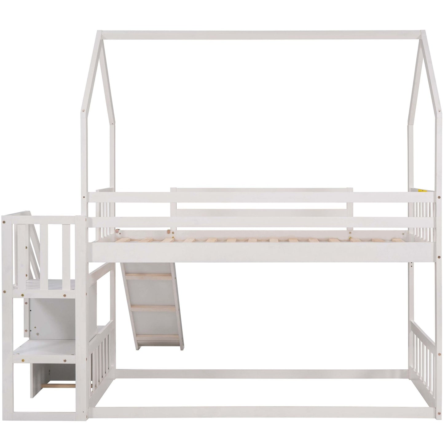 Twin Over Twin House Bunk Bed With Convertible Slide, Storage Staircase - The Sleep Loft - Online Mattress Showroom NYC